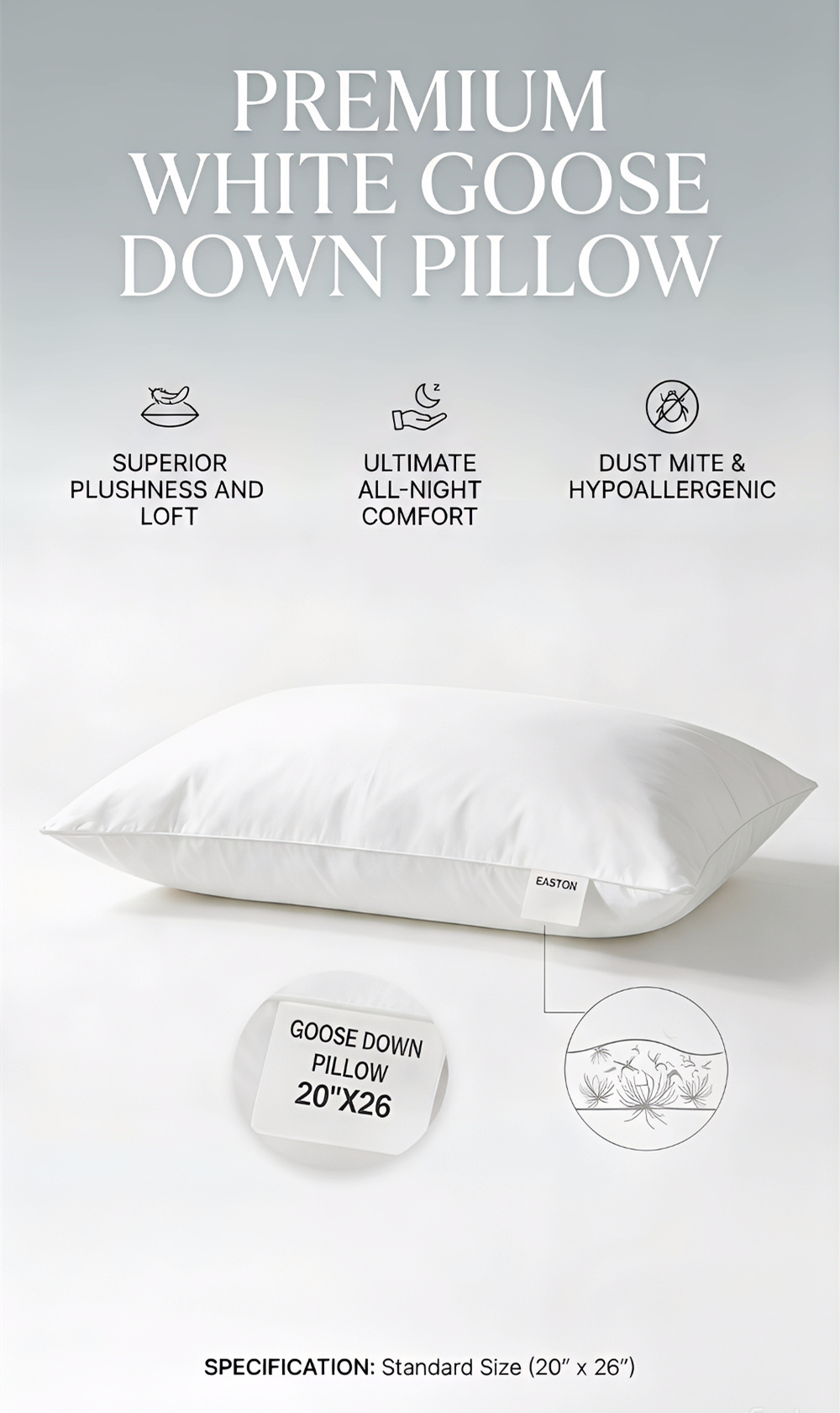 Hotel down pillow 20*26 inch