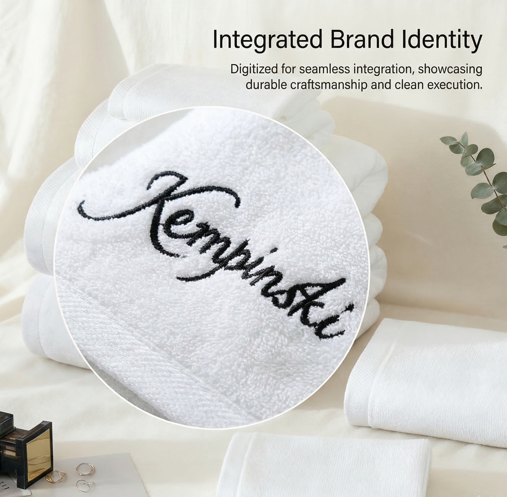 Hotel white towel with embroidery logo