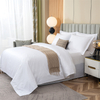 White Hotel Bedding Set Satin Strip Bed Sheet Set 