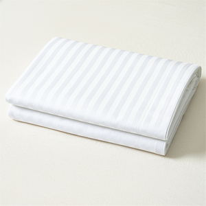 Custom Hotel 4-Piece White Cotton Stripe Duvet Cover Set