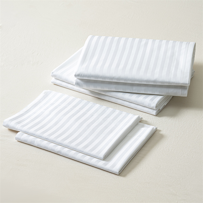 Luxury Hotel Strip Style Bed Linen Cotton Bed Sheet Sets 