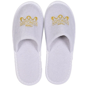 Custom Embroidered Slippers Hotel Cotton Terry Disposable Slippers 