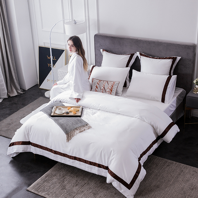 Hotel Bed Linen Duvet Cover Sheet Sets 350Thread Count Manufacturer