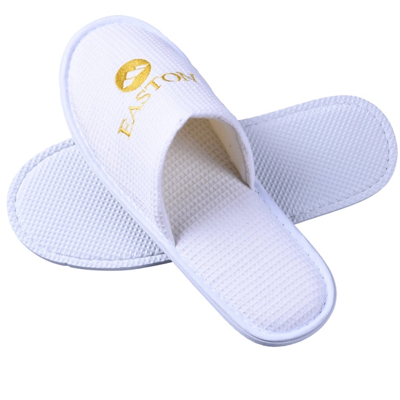 Premium Cotton Closed-Toe Hotel Waffle Slippers